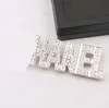 Luxury Women Designer Brand Letter Brooches 18K Gold Plated Inlay Crystal Rhinestone Jewelry Brooch Charm Pearl Pin 2 Colors Marry248S