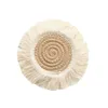 Round Cotton Braid Coaster Mats Boho Coasters for Wooden Table Handmade Macrame Cup Cushion Home Decoration