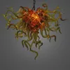 European American Classic Pendant Lamps AC 110V 240V Handblåst borosilikat Murano Style Glass Chandelier Light Fancy Orange Color LED Lighting Fixture LR477