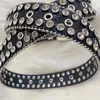 أحزمة القوطية الظلام الغربي رعاة البقر للنساء مصممة فاخرة العلامة التجارية Diamond Bling Belt Y2K E Girls أحجار الراين