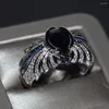 Anneaux De Mariage Taille 8-13 En Gros Vintage Bijoux De Mode 925 En Argent Sterling Bleu 5A Cubique Zircone CZ Hommes Pierre De Naissance Bande Anneau Cadeau