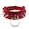 Choker Metall Spike Goth Pu Leder Punk Kreis Anhänger Faux Halskette Für Frauen Kragen Männer Cosplay Schmuck Harajaku 2022