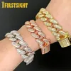 Pulseras de encanto Iced Out Bling 18 mm CZ Heavy Chunky Cuban Link Cadena Pulsera Oro Plata Color 5A Zircon Brazalete Hip Hop Moda Mujeres 285R