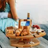 Mobili da campeggio Tavolo da picnic per esterni in legno Scrivania rimovibile da campeggio portatile Portabicchieri per vino Vassoio per snack di frutta per feste