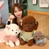 25/35/45 cm Bella Vestita Teddy Dog Giocattoli di Peluche Vita Reale Animale Cane Bambole Kawaii Cani Cuscino Farcito per I Bambini Regali per Bambini