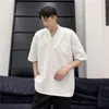 Men's T Shirts 2022 Summer Korea Waffle T-shirt Fashion Tide Personality V-neck Design Loose Short Sleeve Minority Men Tees Black White