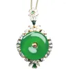 Pendant Necklaces 95 Silver Gold-plated Inlaid Natural Agate High Green Chalcedony Emerald Buckle Women's