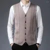 Men's Vests Men's Waistcoat Fashion Suit Vest Office Male Sleeveless Sweater Cardigan Bussiness Formal Knit Single Breasted