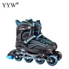 Ice Skates Adjustable Inline Roller Slalom Shoes Sliding Skate For Children Boys Kids Blue L 70mm 82A 4 Wheels L221014