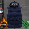 Gilets pour hommes Needlesnoah Marque Gilet pour hommes Vestes d'hiver sans manches vers le bas pour hommes à capuche chaude 2022 Veste décontractée Chapeau détachable