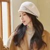 Berets estenala gebreide baret herfst boina mujer dames casual sboy schilders cap Korean mode flat retro Franse design art hoed