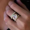 Cluster Rings Modyle 3 colori Vintage Women Wedding Ring Engagement Antique Zinc Alloy Oval Moonstone