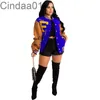 Fall Winter Womens Baseball Clip Jacket Cartoon Printed Color Blocking Button Buckle Warm Coat