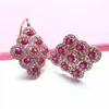 Dangle Earrings 585 Purple Gold Plated 14K Rose Inlaid Ruby Rhombus For Women Chinese Fashion Elegant Dinner Party Jewelry Gift