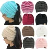 ソリッドカラーポニーテールハット冬のウール編み暖かい耳の保護ポニーテールプルオーバー帽子ヘアバンドヘアアクセサリー女性