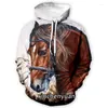 Hoodies masculinos Xinchenyuan Men/Women Animal Horse 3D Impresso de manga longa Model de moletom de moletom Sport Sport Tops Tops A54