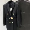 Costumes pour femmes, blazer français noir, manches longues, Double boutonnage, fermeture éclair au dos, jupe de costume Slim, 22ss