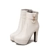 Boots White Ankel Women Platform Kort skor Fashion Buckle High Heels Yellow Black Autumn Winter Women's Large Size