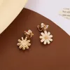 Backs Earrings Korean Style Summer Sunflower Ear Clips Trendy Petal Daisy Flower Clip On No Piercing For Women Party Gifts