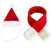 Merry Christmas Cute Dog Apparel Small Plush Santa Hat Scarf Clothes Xmas Decoration Puppy Kitten Cat Cap Happy New Year Gift Pet Supplies Accessories SN5009