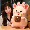 30/40 CM Kawaii Cartoon Maiale Peluche Ripiene Animale Maiale Tenendo Bolla Tazza Cuscino Bambole Fantastico Regalo per il bambino