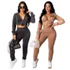 Kvinnors tvåbitar Pants Streetwear 2 Set Women Outfits Tracksuit Female Solid Hoodies Crop Top Joggers Sweat Suits Woman Matching