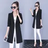 Kvinnans jackor 2022 Spring och Autumn Ladies Fashion Long Section Slim Slimming Randig Casual Thin Small Suit