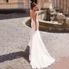 Robe de mariée robes de sirène avec Cape 2022 pure O-cou magnifique dentelle Tulle lumière Champagne robe de mariée bouton dos balayage train