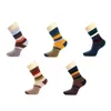 Men's Socks 5 PairLot Cotton Colorful Stripe Fashions Compression Happy Crew Men Big Size 39-45 221027