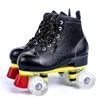 Ice Skates Quad Roller Outdoor Leather Adult Children Beginner Breathable Skating Sneaker 4 Wheels Flashing Skate Shoes Boy Girl L221014