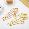 Dinnerware Sets 24Pcs/set 304 Stainless Steel Cutlery Set Golden Kitchen Tableware Spoon