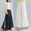 Ethnic Clothing Chinese Style Bottom For Women Cotton Linen Pants Woman Orient Loose Wide Leg Trousers Split Breathable Casual Outfit 12002