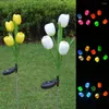 Solar Power Garden Lights Colorful Flower Tulip Lamp Outdoor Waterproof Fence Park Decoration Landscape Yard