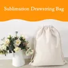 Sublimation Cotton Linen Sacs à cordon décor Reutilisables Musline Sacht Sac Blanks DIY Backpacks Party Storage de mariage Home GCC140