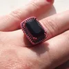 Cluster Rings Big Punk Square Black Pink Gold Color For Women Men Unusual Zircon Fashion Cocktail Party Ring Jewelry DD042