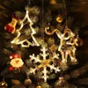 Strings Christmas Led Sucker Lamp Bell Snowman Star Lights Holiday Window Ornamental Battery Powered Hangend voor huizendecoratie