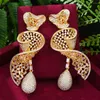 Dangle Earrings Missvikki Dubai Luxury Gorgeous Wavy Bow Pendant For Noble Women Bridal Earring Aretes De Mujer Modernos Gift 2022