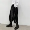 Herrbyxor 2022 Japan Streetwear Loose Casual Stripe Ankle-Length Harem Pant Male Hip Hop Wide Leg Byxor