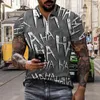 Polo da uomo 2022 Polo estiva Top T-shirt Manica corta Scollo Cerniera Stampa 3D Casual Hip Hop Lettere Tema HaHa