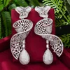 Dangle Earrings Missvikki Dubai Luxury Gorgeous Wavy Bow Pendant For Noble Women Bridal Earring Aretes De Mujer Modernos Gift 2022