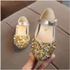 Flat Shoes Spring Girls' Single Fashion Rhinestone Princess Soft Bottom Girls High Heel Wedding Party Dress