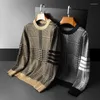 Męskie swetry High End luksusowa moda żakardowa sweter męski za okrągły szyja jesień i zima zagęszczona dzianina luźna duża swoboda