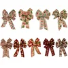 Décorations de sommet d'arbre de noël avec nœud papillon, Plaid de buffle, ornements de fête de vacances, décoration de maison, BBC152