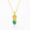 Pendant Necklaces Peanut Shaped Chain Women Girl Yellow Gold Filled Gift Pretty Fashion Charm Jewelry