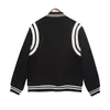 Hoods Hoodie Jacket Nieuwe Double White Stripe Patched Leather Wool Collar Casual Baseball Fashion