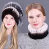 Hats Scarves Gloves Sets Genuine Knitted Rex Fur Fedoras Hat With Scarf Winter Fashion Ear Protector Headgear LF21008QX