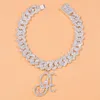 Tornozeleiras A-Z Icegued Inicial Cuba Link Tornozinha Bracelete Acessórios de Praia 26 Chave de Foot Chain Lady Lady Ankle Rhinestone Jewelry