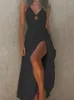 Robes décontractées 2022 mode solide fronde longue Paert robe bureau Sexy hors épaule creux taille mince plage élégant vêtements pour femmes