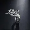 Cluster Anneaux National Style Tiger Ring Retro Male Zodiac Trend ouvre des bijoux en argent dominateur pour hommes