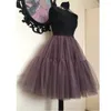 Skirts Real Image Black Tulle Women Pleated Ruffles Knee Length Tutu Skirt Midi Bridesmaid Bottom Custom Made